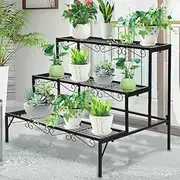 Metal Plant Stand 3 Tier Outdoor Flower Garden Display Holder Rack Corner Shelf Black