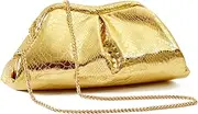 [Munansli] Snake Women's Clutch Bag, Pleated Bag, Soft Cloud Handbag, Fashion Dumpling Bag with Chain Satchel, Gold