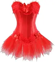 [OFFSUM] Women's Sexy Corset - Satin Lace Embroidery Patchwork Bridal Lingerie Dress Wedding Party Strapless Large Size Adjustable Streetwear Top
