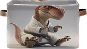 Dinosaur Karate Funny Organizer Bins with Handle, Collapsible Office Organizer Storage
