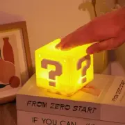 Super Mario Question Block LED Night Light – Rechargeable Mini Lamp for Desk