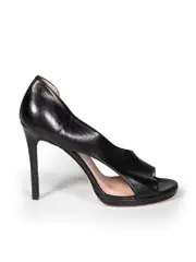 Black Leather Cut Out Sandals