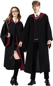 Loiahoer Unisex Magical Cloak Robe,College Outfit Cape Hooded,Movie Witch Wizarding World Halloween Cosplay Costume Women&Men