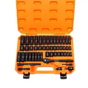 OZNALA 50PCS 3/8" Drive Impact Socket Set Ratchet Wrench Metric SAE Deep Short Sockets