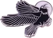 [Pinstant] Odin Raven Crow Full Moon Flying Flight Night Norse Viking Rune Celtic Thor 1.1" Enamel Pin Badge, 1.1 Inches Wide, Enamel, enamel