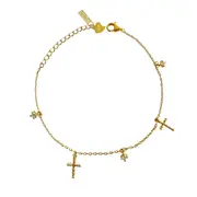Culturesse Adina 22.5cm Fine Diamante Cross Charm Bracelet Jewellery 24K Gold