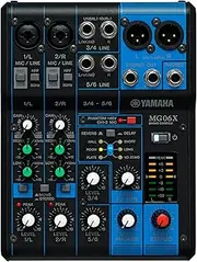 Yamaha MG06 6 Channel Analog Mixer (Max 2 Mic/6 Line Inputs (2 Mono + 2 Stereo)/1 Stereo Bus), Black