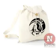 Dragons Yin Yang backpack beach holiday school college organic cotton day bag