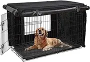SIQI Dog Crate Cover Dog Kennel Cover for Large Dog, Heavy Duty Oxford Fabric,with Double Door, Pockets and Mesh Window Black-S:24inch