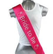 Bridal Hens Night Sash Party Hot Pink/Silver - Bride To Be