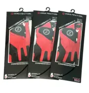 Pack of 3 Zero Friction Golf Gloves Red Compression One Size Men's Left