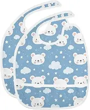 Yoogain Cartoon Cute White Valentine Love Bear Bibs for Drooling Travel with Baby Absorbent 2 Pack Burp Cloths and Bibs Teething Feeding