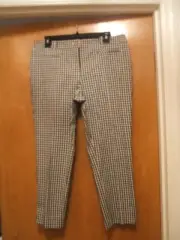Ann Taylor Pants Black White Check Mid Rise NWT 10P 10 Petite $79 Cotton Crop