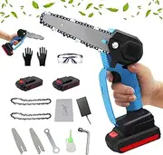 Mini Chainsaw Rechargeable Cordless Electric Chainsaw Portable Powered Lithium 6 in OneHand Chainsaw with 24V 2 Battery and 2 Chain for Tree Branch Wood Cutting Tree Garden Pruning Shears Tools