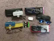 eyeglasses reading and sunglasses. 5 pr Magnivision/Foster Grant/Solaray. Cases