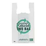 Reusable Singlet Bags Large White Remember to Reuse 38 um Pack of 100