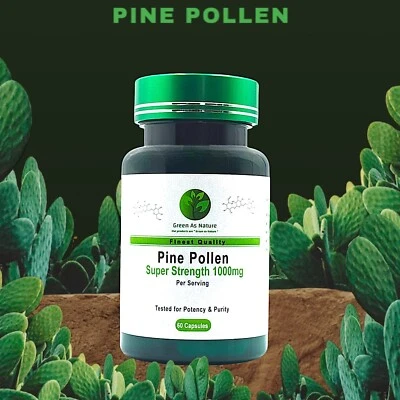 Natural Cracked Cell Wall Wild Harvested Raw Pine Pollen 120 Capsules FREE POST