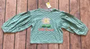 Girl’s Size 6-7 Years Mini Boden Blue Wild Flower Floral Balloon Sleeve Top