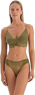 [Dagi] Women's Khaki Fashion Knitted Regular Waist Lace Brazilian Brazillian, Khaki