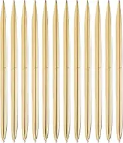 Juvale 12 Pack Gold Ballpoint Pens with Black Ink, Bulk Fancy Metallic Pen Set for Women, Wedding Guest Book, Office Supplies (1mm Medium Point) - Gold Desk Accessories