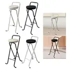Bar Stool Kitchen Bar Chair Adults PU Cushion Folding Round Counter Height Stool