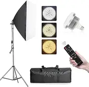 Professional Softbox Lighting Kit, Photo Studio Equipment Continuous Lighting System with 85W 3200K-5600K Energy Saving Light Bulb for Portraits Fashion, Advertising Photo Shooting YouTube Video
