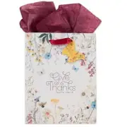 Women's Portrait Gift Bag & Tissue Paper Set w/Scripture: Give Thanks - 1