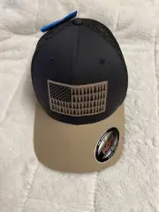 Columbia Cap/Hat Flexfit Mesh American Flag Tan Bill S/M Unisex