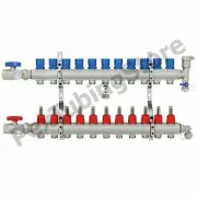11-Branch PEX Radiant Floor Heating Manifold Set - Brass, for 3/8” 1/2” 5/8” PEX