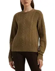 [Lauren Ralph Lauren] Cable Knit Wool Cashmere Sweater in Brown