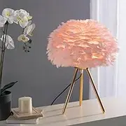 Pink Feather Tripod Table Lamp