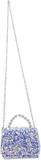 [Healeved] 1Pc Elegant Sequin Bag with Design Stylish Pearl Chain Clutch for Women and Evening Accessory for Outings and Special Occasions White