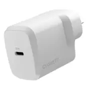 Cygnett PowerPlus 30W USB-C PD GaN Fast Wall Charger White, Palm-Size, Portable