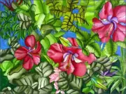 Hibiscus Tile Mural Daniels Tropical Floral Art Ceramic Backsplash RD003