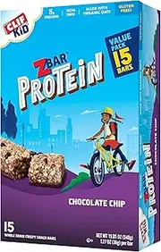 CLIF KID ZBAR - Protein Granola Bars- Chocolate Chip - (1.27 Ounce Gluten Free Bars, Lunch Box Snacks, 15 Count)
