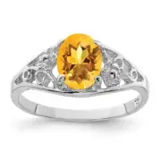 Sterling Silver Rhodium Citrine ring Size 6