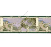 Michelangelo Creation of Adam Sistine Chapel Column Green Wall paper Border RARE