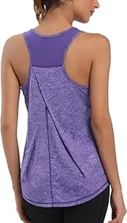 KiRYu Womens Workout Tops for Women Racerback Tank Tops Mesh Yoga Shirts Athletic Running Tank Tops Sleeveless Gym Clothes