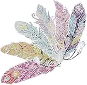 MOLUCKFU 1 Set DIY Diamond Art Bookmarks Creative Plume Shape Book Markers for All Book Lovers Safe Material Unique Students and Friends Versatile Decorative Tags