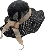 [Generic] Beach Hats for Women Wide Brim Ruffles Sun Hats Elegant Floppy Hat Packable Summer Hat UV Protection Travel Sunhats