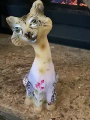 NewFenton Art Glass Zebra Alley Cat Hand Painted By JK Spindler 23/57