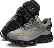 [Hogent] Steel Toe Shoes for Men Women Sneakes Work Safety Shoes Indestructible Comfortable Lightweight Puncture Proof Steel Toe Sneakes Shoes Air Cushion, Grey, 8.5 Women/7 Men