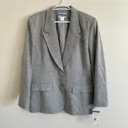 NWT VTG Pendleton Wool Blazer Classic Gray Solid Pockets - Womens Size 14