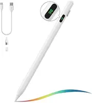 Stylus Pen for Touch Screen, Active Universal Stylus Pen Compatible with iPad/iPhone/Samsung and Other iOS/Android Smartphone and Tablet Devices Tablet Pen with Power Display, White