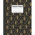 COMPOSITION NOTEBOOK: 7.5X9.25 WIDE RULED - CHRISTMAS REINDEERS, GOLD AND BLACK