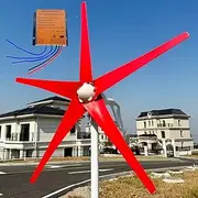 800W / 1000W / 1200W Wind Turbine Generator 12V / 24V / 48V Wind Turbine Kit with MPPT Controller and 5 Red Blades, Pure Copper Core Wind Turbine for Roofs, Streets, Terraces,800w,48V