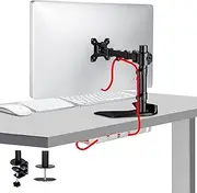 Single Monitor Desk Mount - Adjustable Monitor Arm - VESA Mount Desk Stand with Clamp and Grommet Base - Computer Screen Mount for 1 Max 32 Inch Display (1AB)