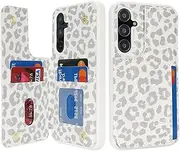 [Cavor] for Galaxy A35 5G Case Vertical Flip Cover for Samsung Galaxy A35 5G Wallet Cases PU Leather Kickstand with Card Slots Holder Magnetic Clasp Protective Phone Cover Women Men-White Leopard