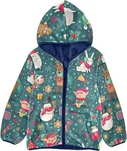 [GuoChe] Toddler Sherpa Jacket Christmas Deer Snowman Bear Childish Green Toddler Girls Winter Coat Navy Blue Stylish Baby Boy