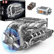 [Mould King] 10168 Technology V8 Twin-Turbo Engine Building Blocks Kit, MOC Scale Block Model Set with Motor, Technik Building Toys for Children and Adult Collectible (2899+ PCS)